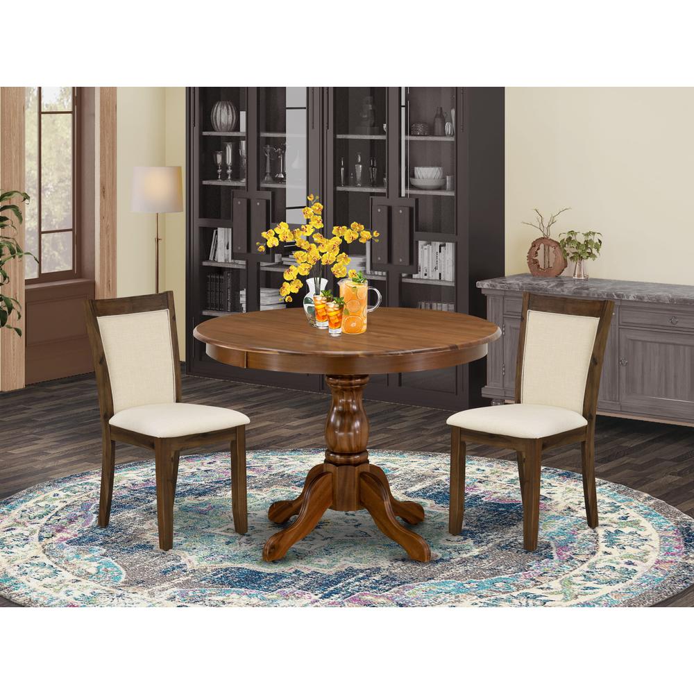 3 Pc Dinette Set Includes a Round Dining Table and 2 Parson Chairs