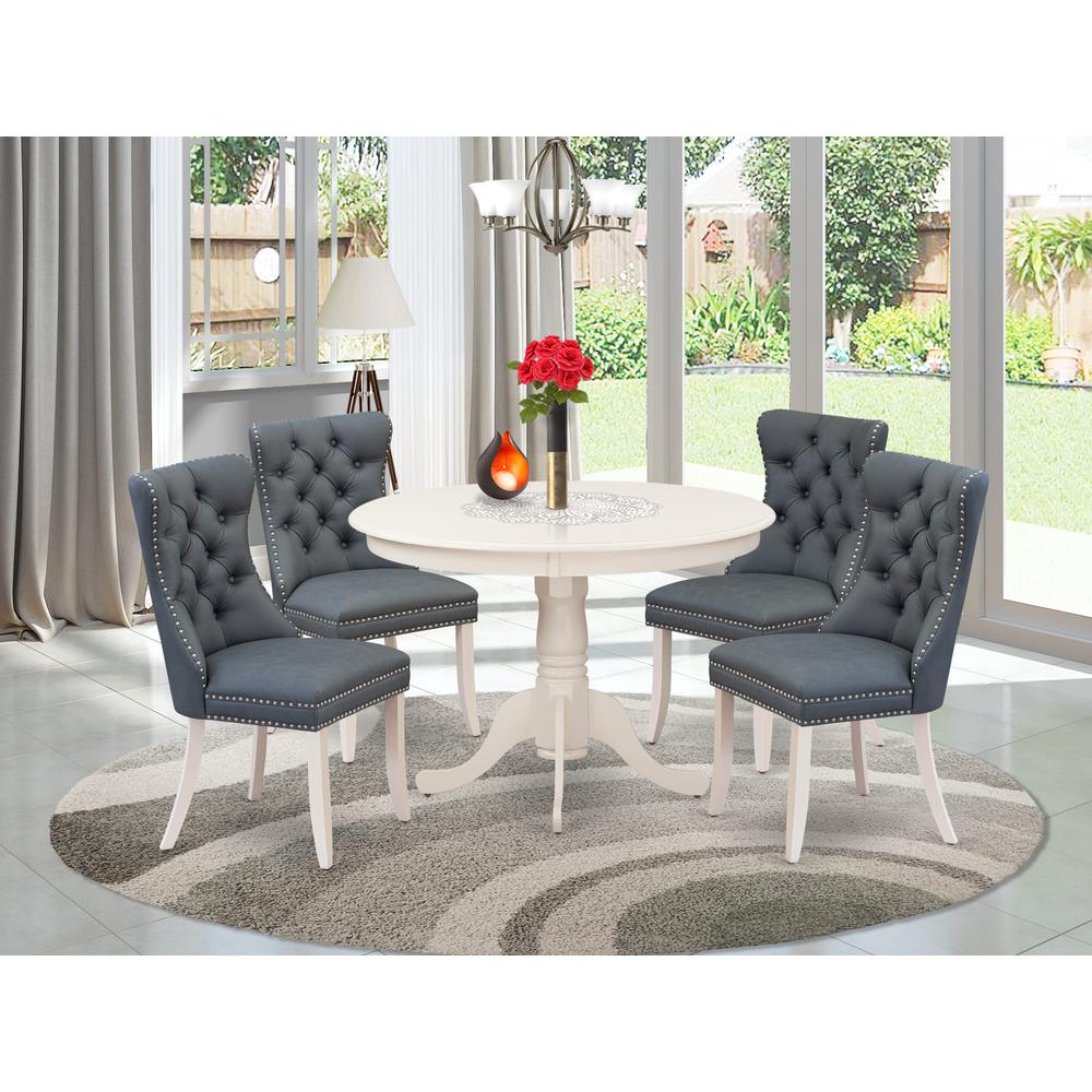 5 Piece Dining Table Set Consists of a Round Kitchen Table with Pedestal
