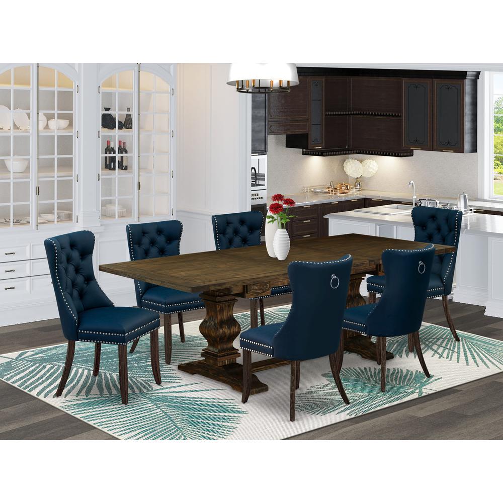 7 Piece Kitchen Set Contains a Rectangle Dining Table with Butterfly Leaf