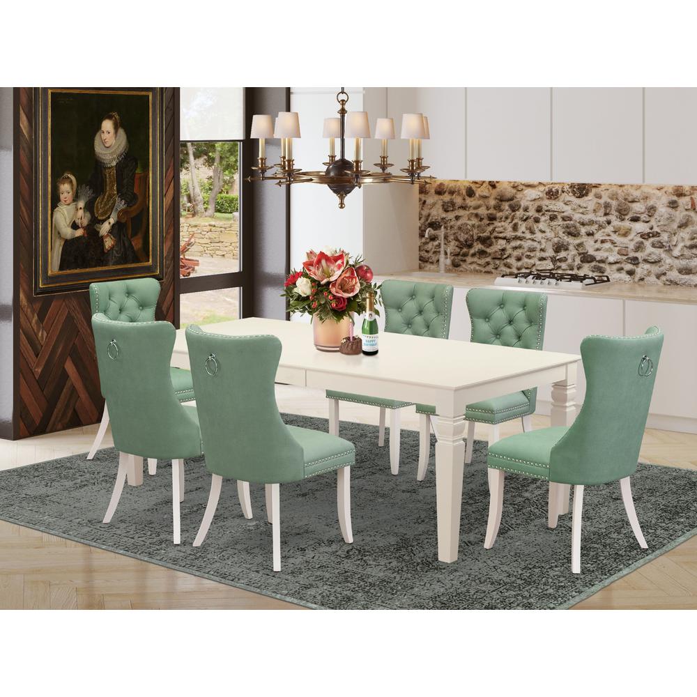 7 Piece Dining Table Set Contains a Rectangle Kitchen Table with Butterfly Leaf