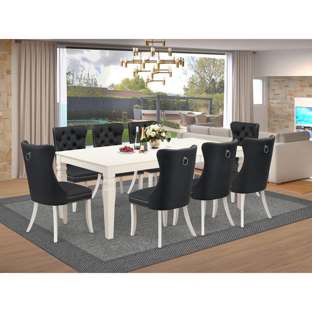 9 Piece Dining Table Set Contains a Rectangle Kitchen Table with Butterfly Leaf