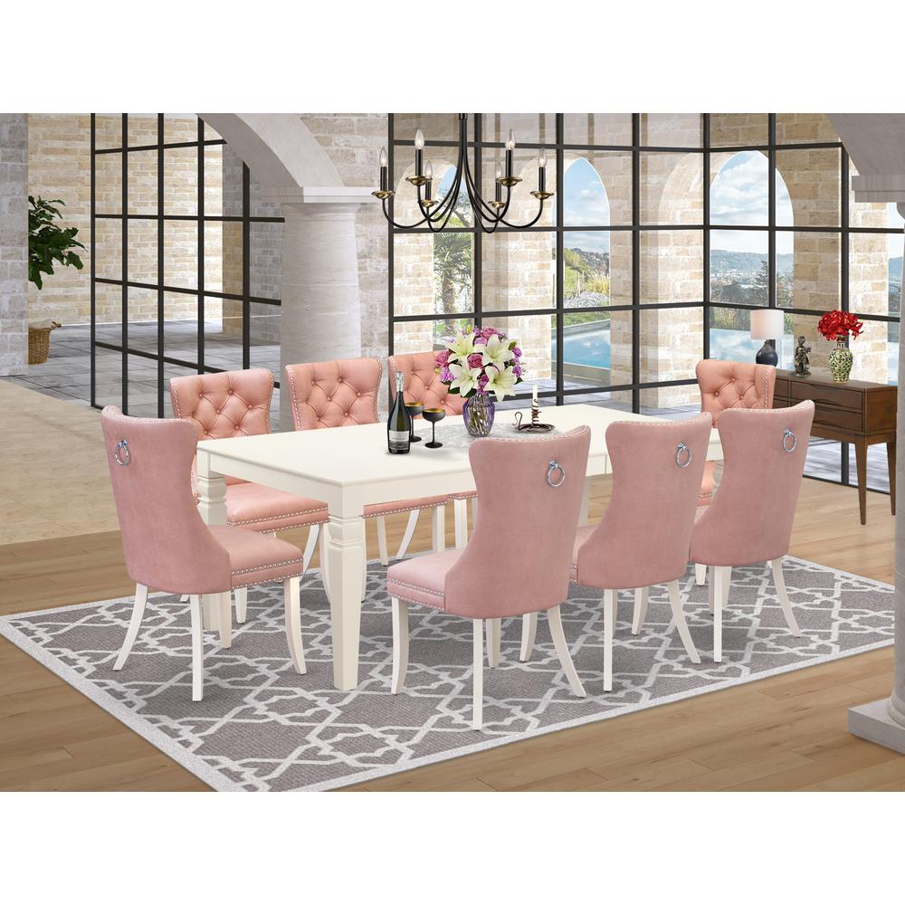 9 Piece Kitchen Set Contains a Rectangle Dining Table with Butterfly Leaf