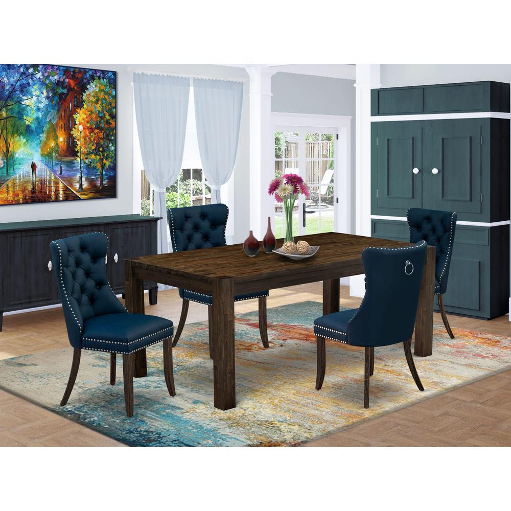 5 Piece Dinette Set Includes a Rectangle Rustic Wood Dining Table and 4 Chairs