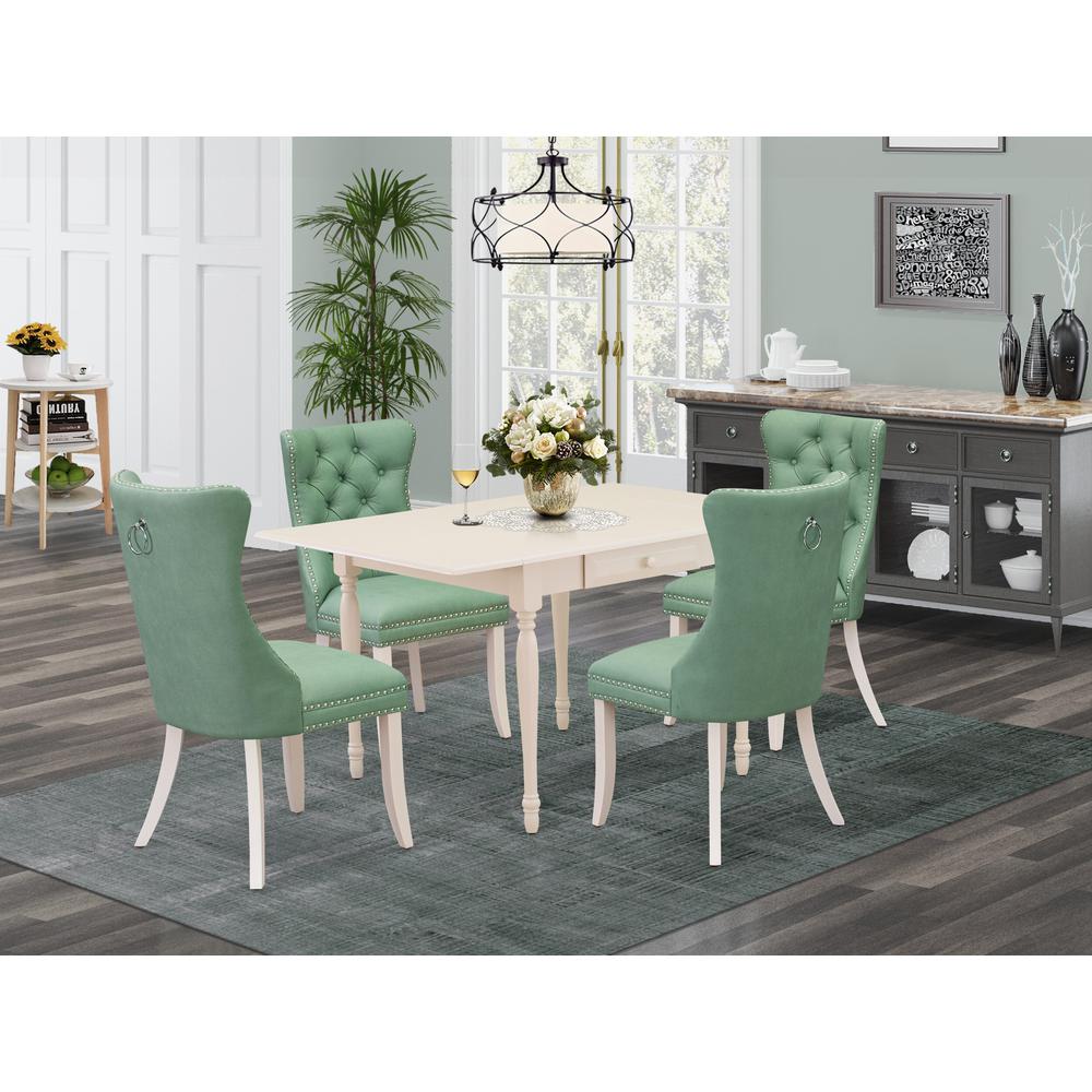 5 Piece Dinette Set Contains a Rectangle Kitchen Table with Dropleaf