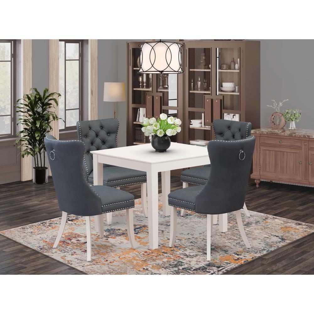 5 Piece Modern Dining Table Set Contains a Square Kitchen Table