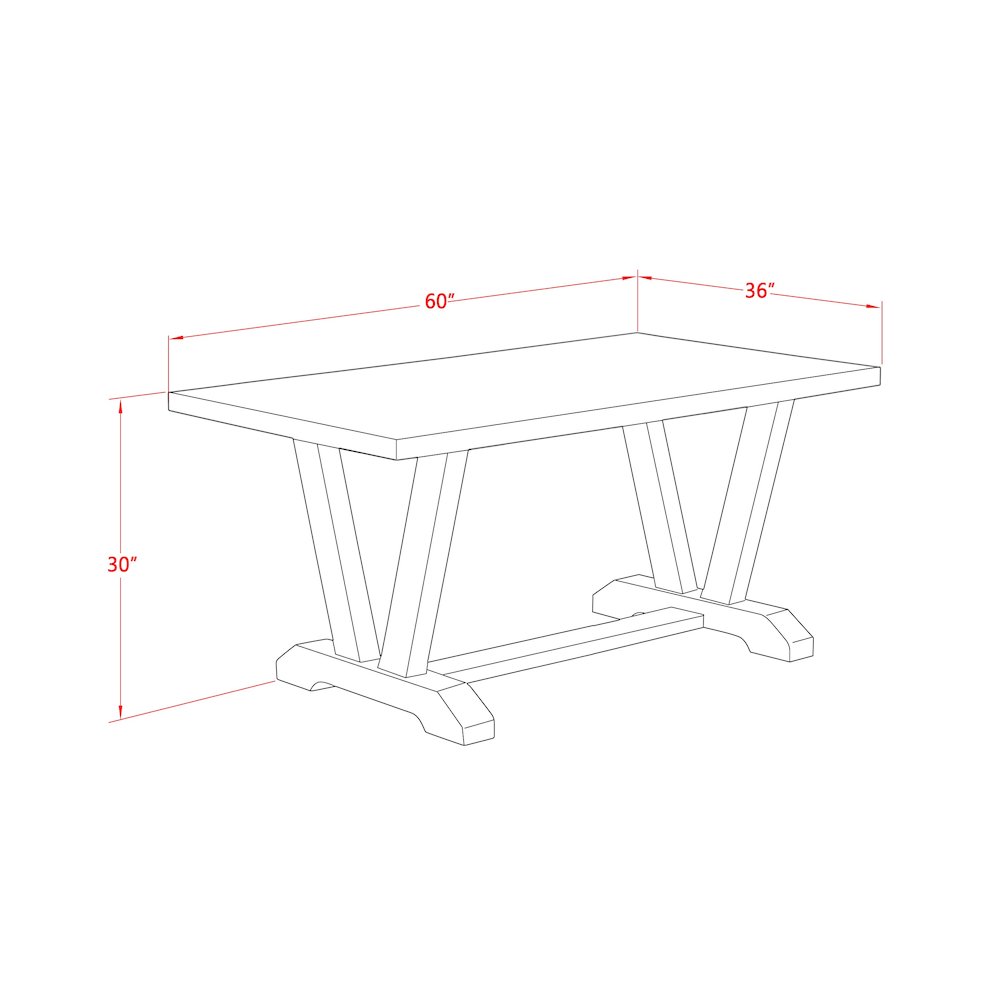 East West Furniture 1-Piece, Kitchen Table with Rectangular Distressed Jacobean Table top and Linen White Wooden Legs Finish