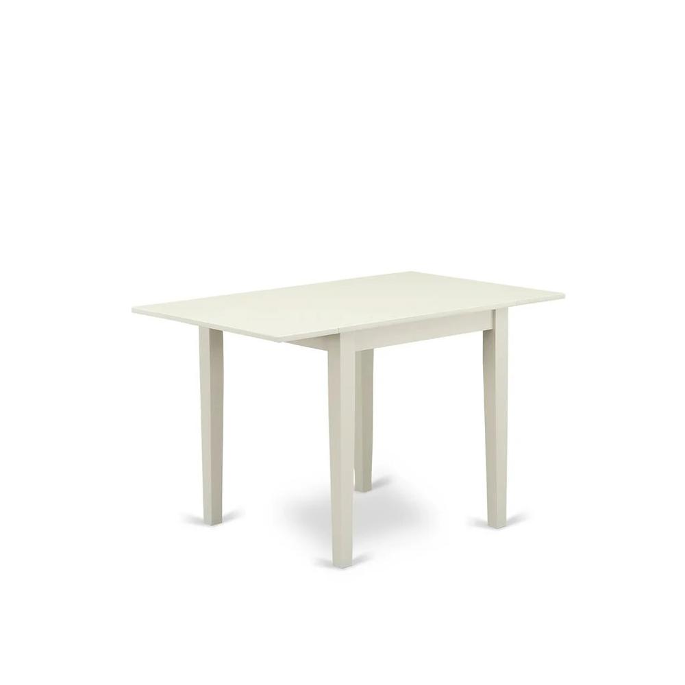 East West Furniture 5-Piece Dinner Table Set-A Mid Century Modern Table and 4Linen FabricDining Chairs with Button Tufted Back - Linen White Finish