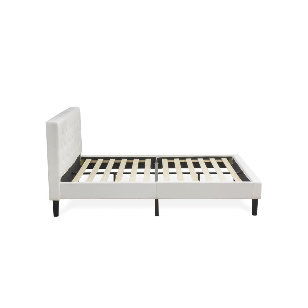 NL19Q-1HA12 2 Pc Queen Bed Set - 1 Queen Bed White Velvet Fabric Headboard and 1 Night Stand - Clover Green Finish Nightstand