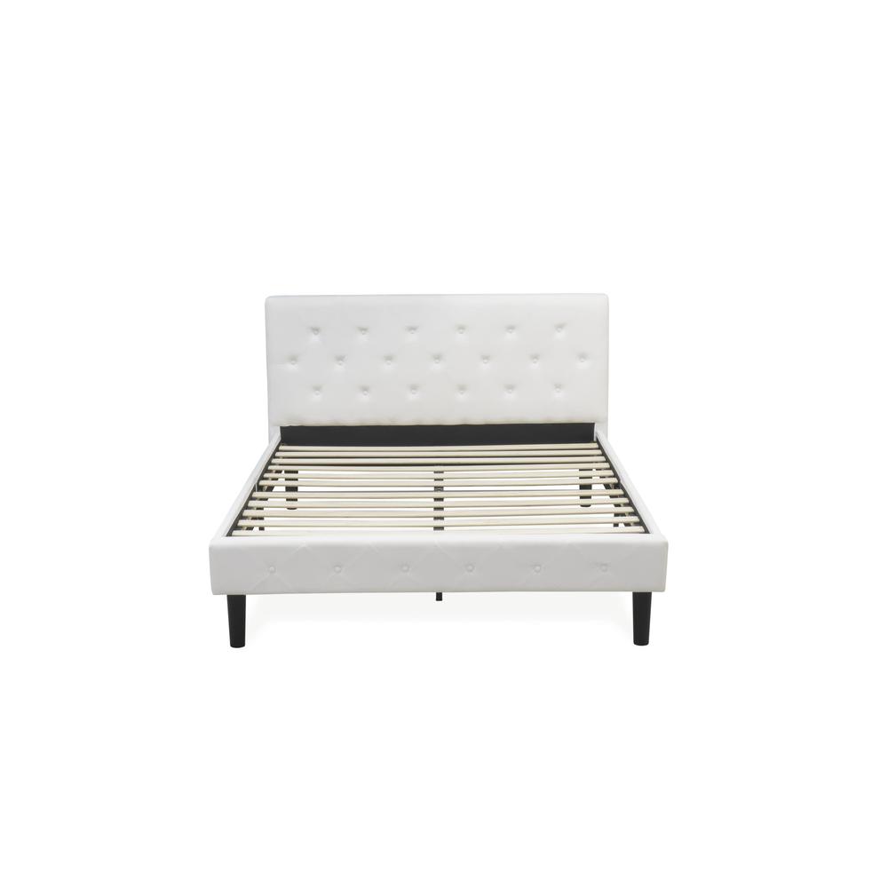 NL19Q-2HA12 3 Piece Bed Set - 1 Queen Bed White Velvet Fabric Headboard and 2 Nightstand - Clover Green Finish Nightstand