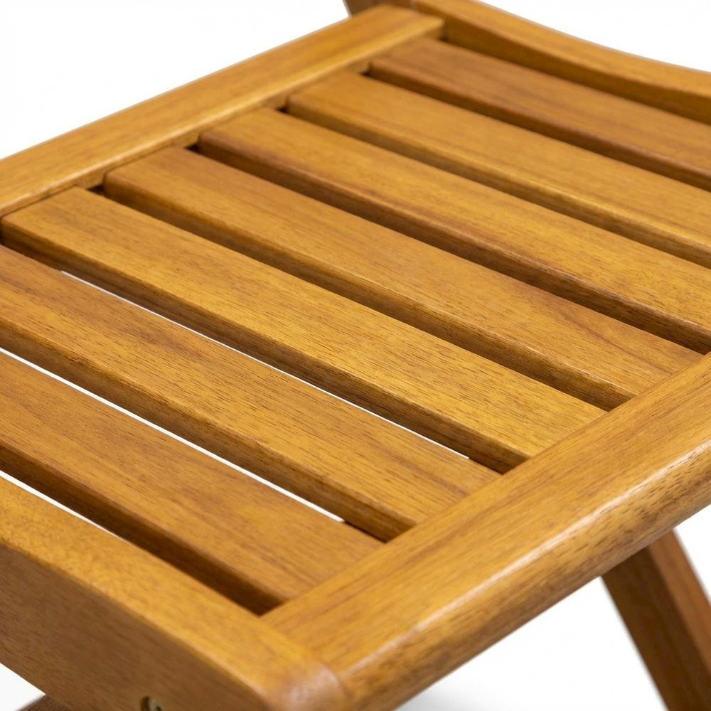 Outdoor Dining Chairs Oil Finish Set of 2 Slatted Back Wood Seats