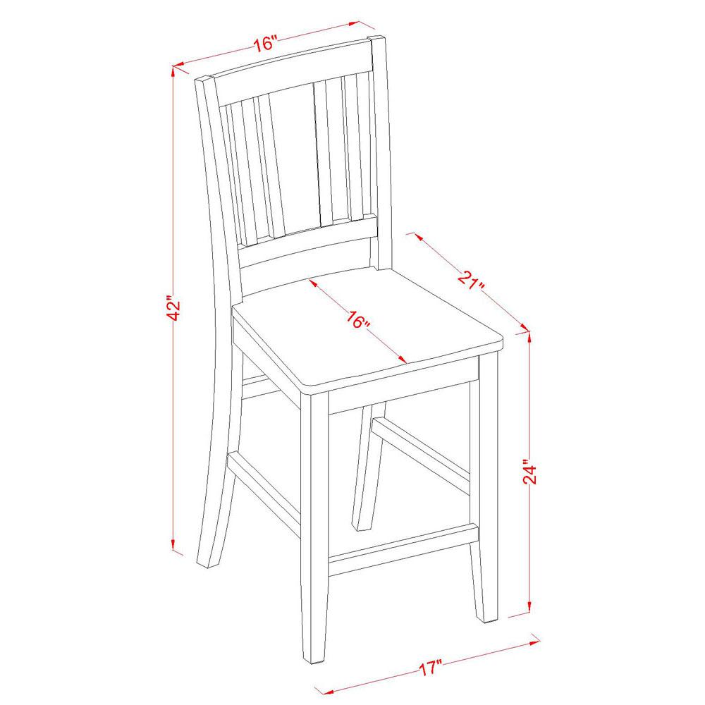 Buckland Counter Height Dining room Chair with Wood Seat in Mahogany Finish, Set of 2