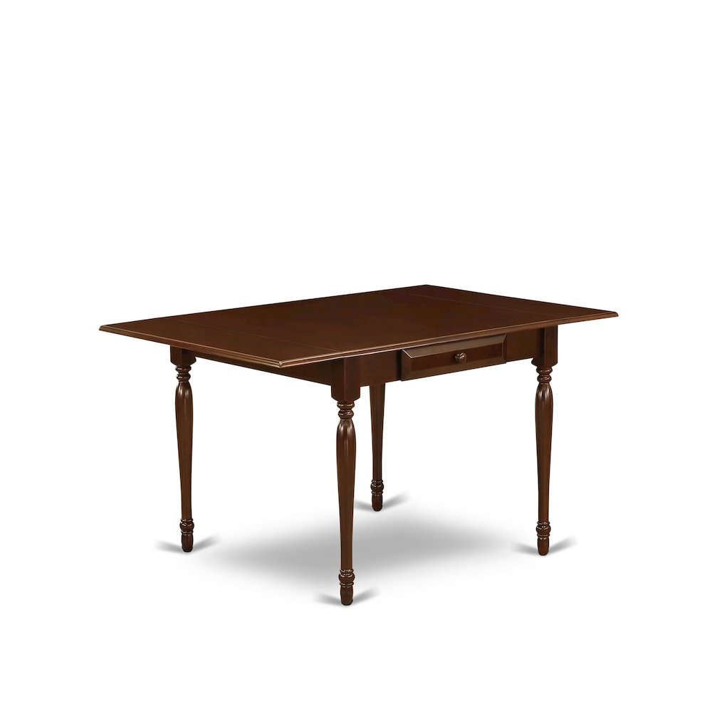 1MZAB3-MAH-72 3Pc Dinette Sets for Small Spaces Consists of a Wood Dining Table and 2 Parsons Dining Chairs with Firebrick Red Color PU Leather, Drop Leaf Table with Full Back Chairs, Mahogany Finish