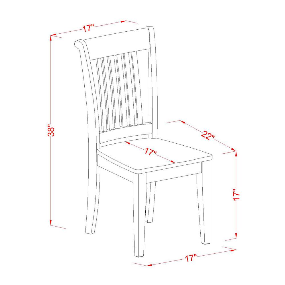 Portland slat back dining room chair with wood seat, Set of 2
