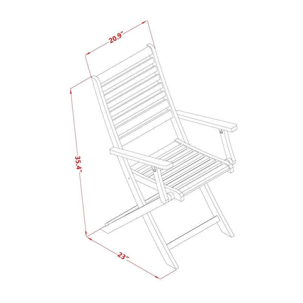 East West Furniture 3-Piece Outdoor Dining Table Set Includes a Bistro Table and 2 Folding Dining Chairs Perfect for Garden, Terrace, Bistro, and Porch - Natural Oil Finish