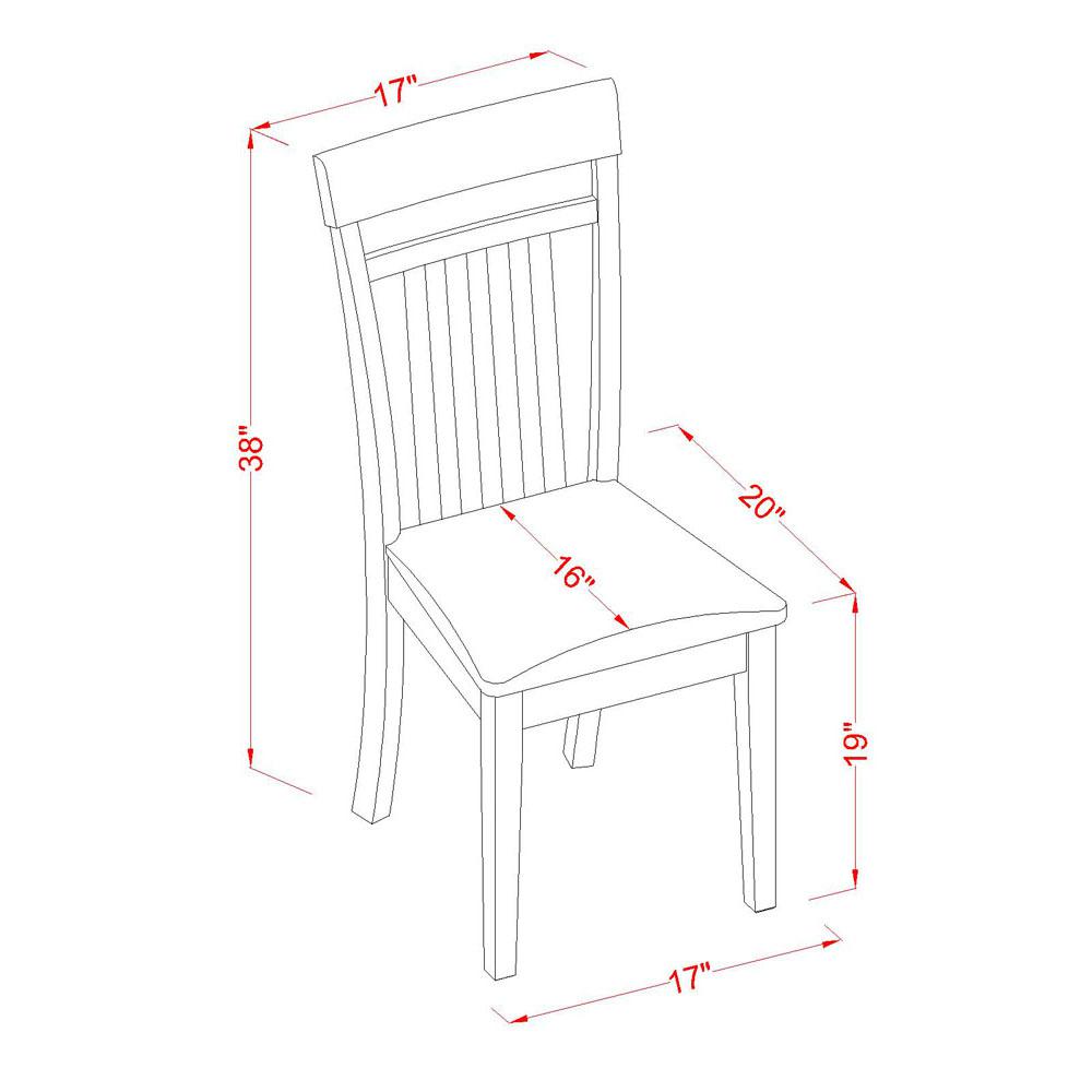 Capri slat back kitchen Chair with Leather Upholstered Seat, Set of 2