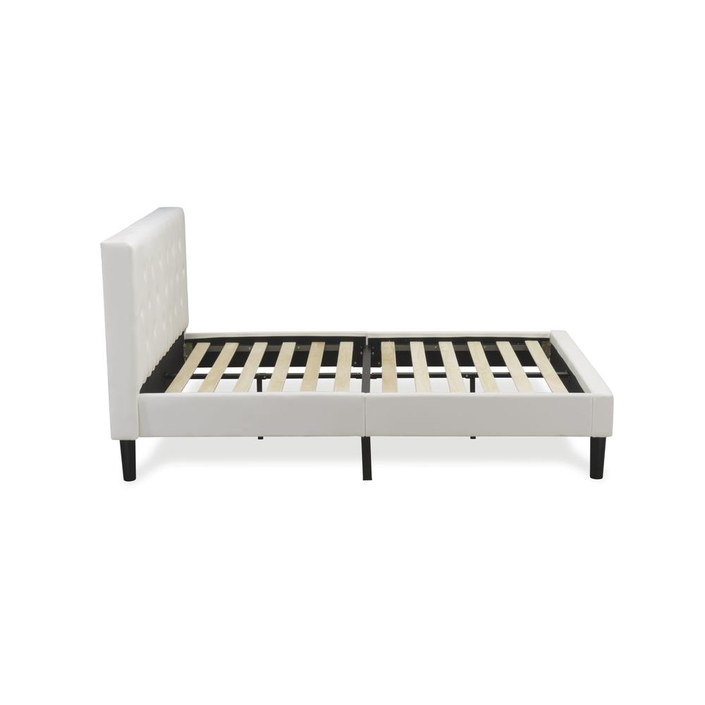 NL19F-1GA12 2 Pc Full Bed Set - 1 Full Bed White Velvet Fabric Headboard and 1 Bedroom Nightstand - Clover Green Finish Nightstand