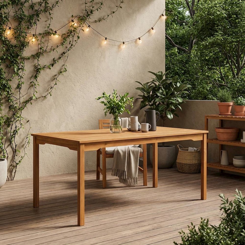 Oil-Finished Wooden Patio Table with Durable Outdoor Wood Finish
