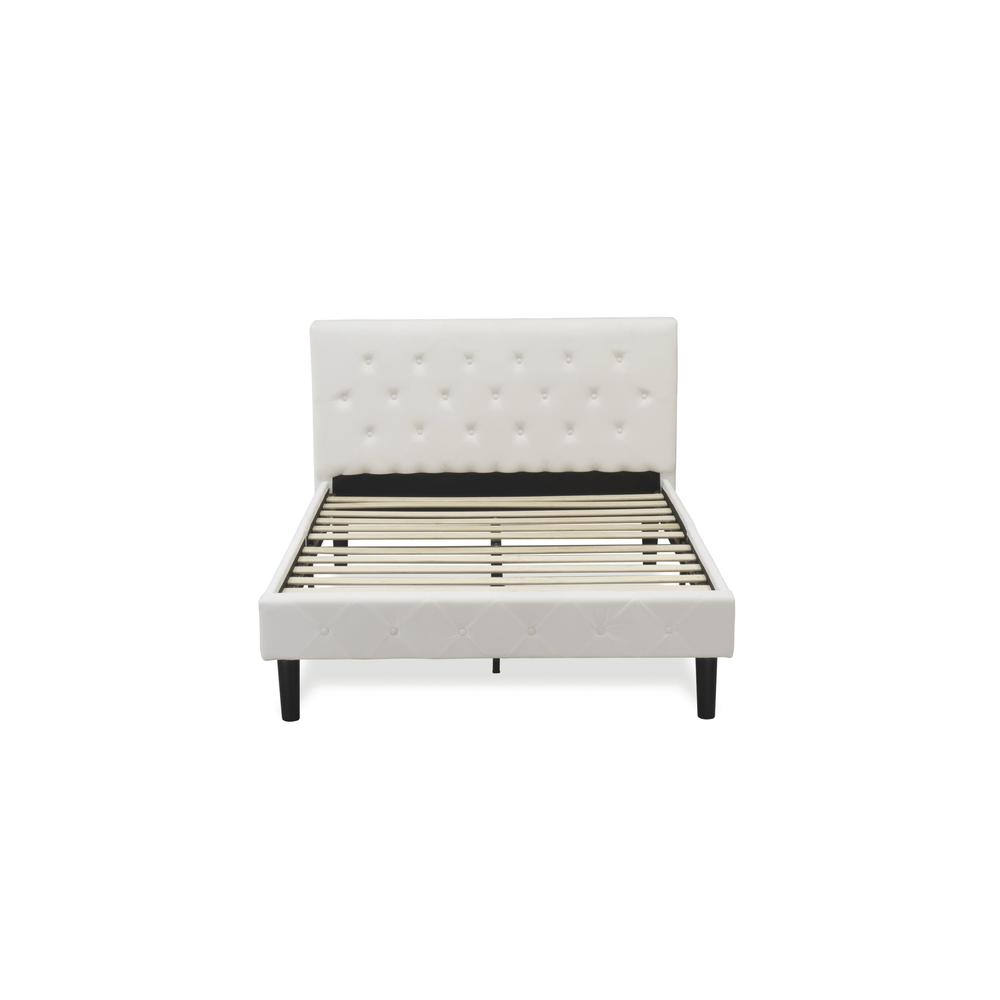 NL19F-1GO05 2 Piece Bedroom Set - 1 Full Size Bed White Velvet Fabric Headboard and 1 Night Stand - White Finish Nightstand