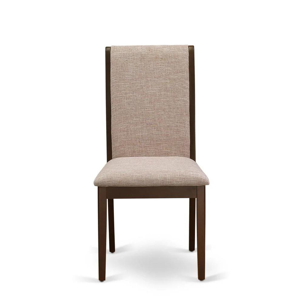 AMLA3-MAH-04 3 Piece Dining Table Set - 1 Pedestal Table and 2 Light Tan Dinning Chairs - Mahogany Finish