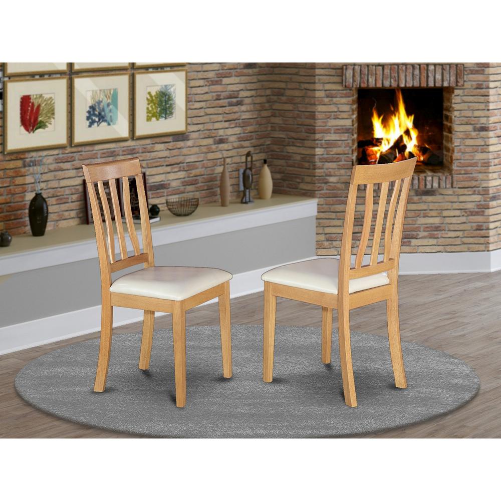 East West Furniture - ESAN3-OAK-LC - 5-Pc Kitchen Table Set with 4 Kitchen Dining Chairs and 1 Dining Room Table (Oak Finish)