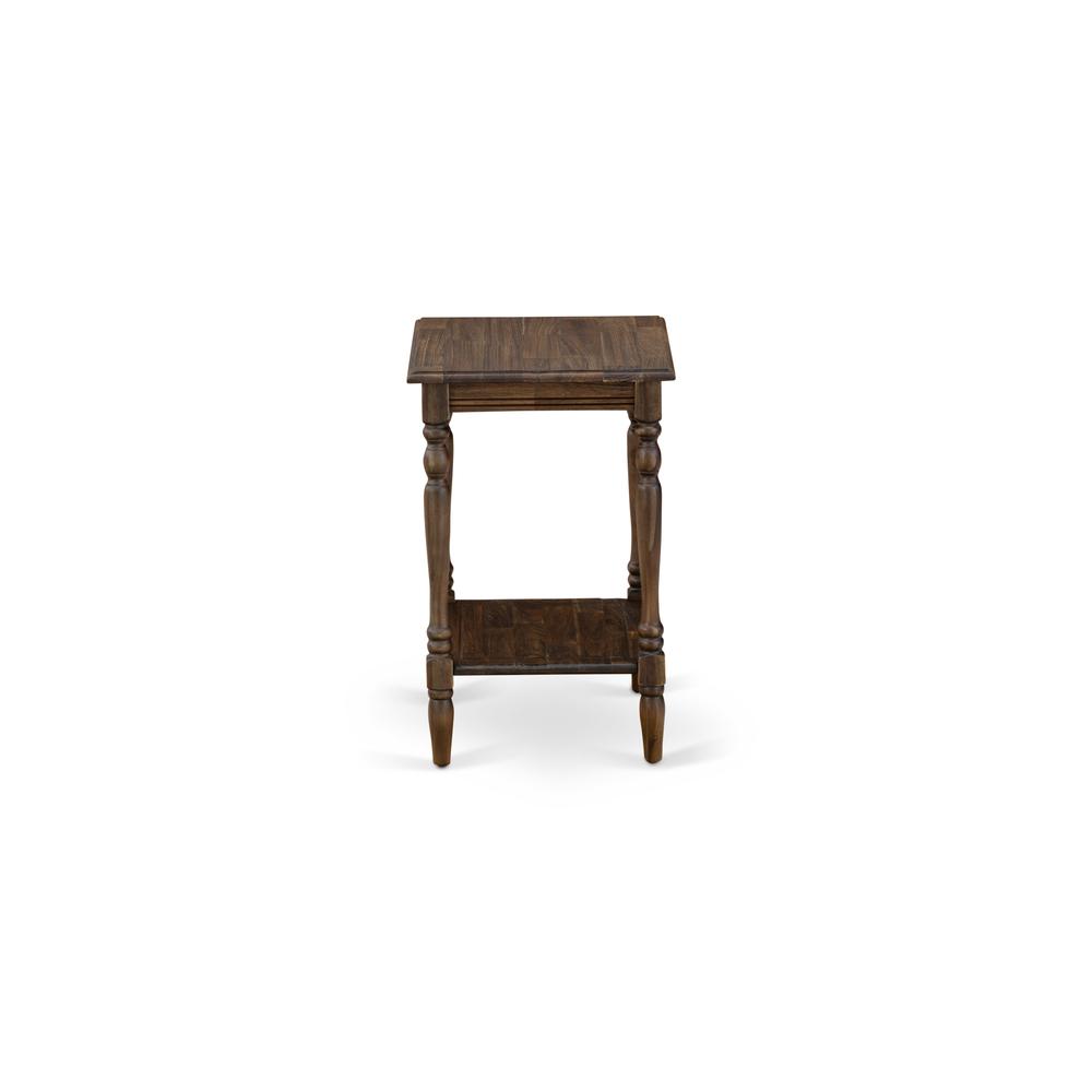East West Furniture BF-07-ET Wood End Table with Open Storage Shelf - Modern Nightstand for Small Spaces, Stable and Sturdy Constructed - Distressed Jacobean Finish