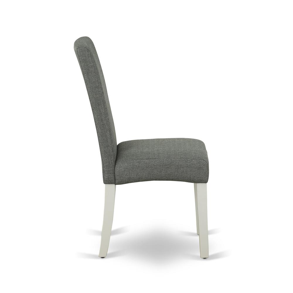 AMDR3-LWH-07 3 Piece Kitchen Table Set - 1 Modern Dining Table and 2 Grey Dining Chairs - Linen White Finish