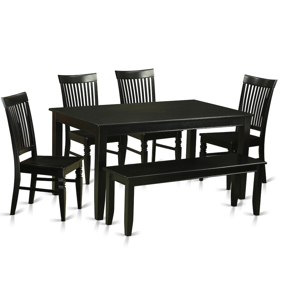 6 Pc Kitchen Table set - Table and 4 Kitchen Chairs coupled with Bench