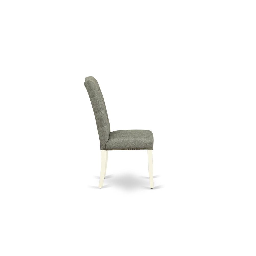 AMEL3-LWH-07 3 Piece Dining Set - 1 Round Pedestal Table and 2 Smoke Dining Room Chairs - Linen White Finish