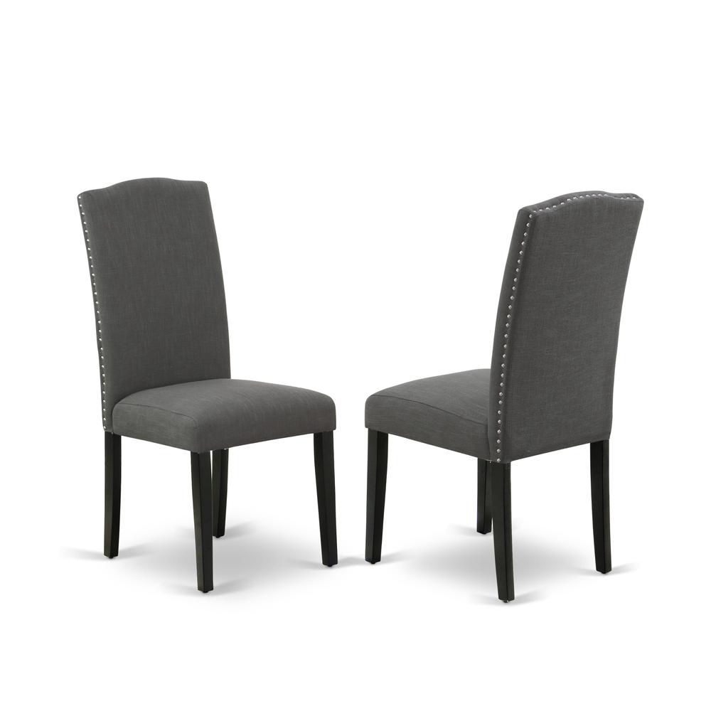 East West Furniture V696EN120-5 5-Pc Dinette Room Set - 4 Kitchen Chairs and 1 Modern Rectangular Cement Wood Dining Table with High Stylish Chair Back - Wire Brushed Black Finish