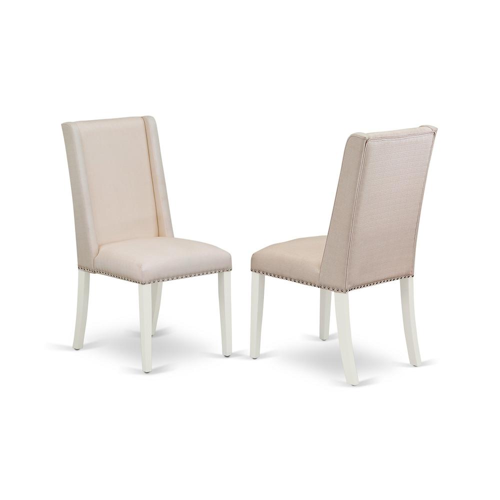 East West Furniture 5-Piece Modern Dining Table Set Included 4 Kitchen Dining chairs Upholstered Nails Head Seat and Stylish Chair Back and Rectangular Table with Linen White Table Top - Linen White F