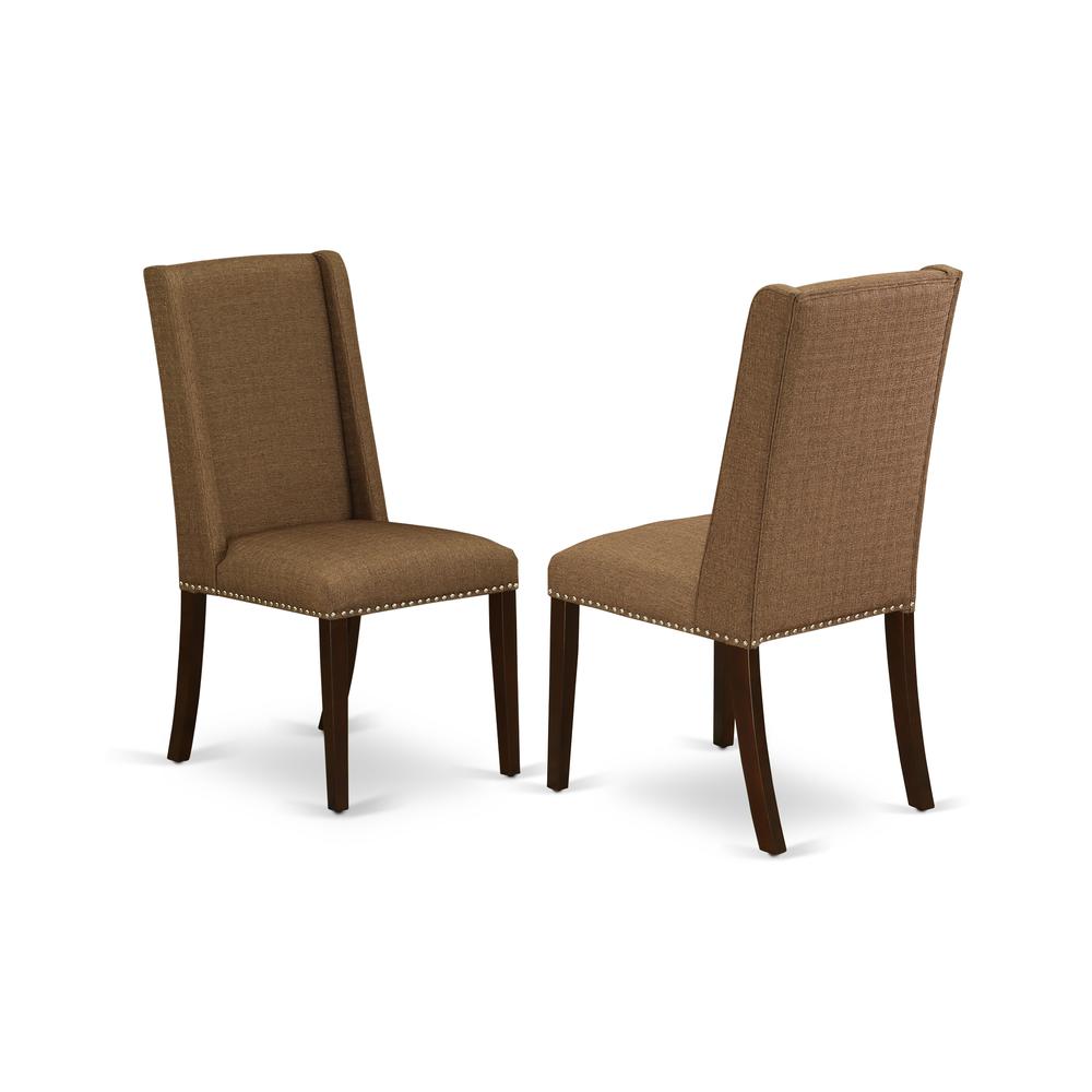 East West Furniture - ESFL3-MAH-18 - 3-Pc Modern Dining Table Set - 2 Kitchen Chairs and 1 Dining Room Table (Mahogany Finish)