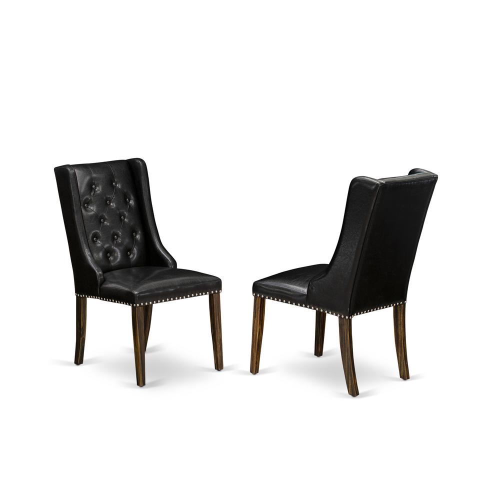 East West Furniture CNFO5-77-49 5-Pc Kitchen Dining Room Set 4 Black Linen Fabric Dining Padded Chairs with Button Tufted Back and 1 Beautiful Rectangular Table - Distressed Jacobean Finish