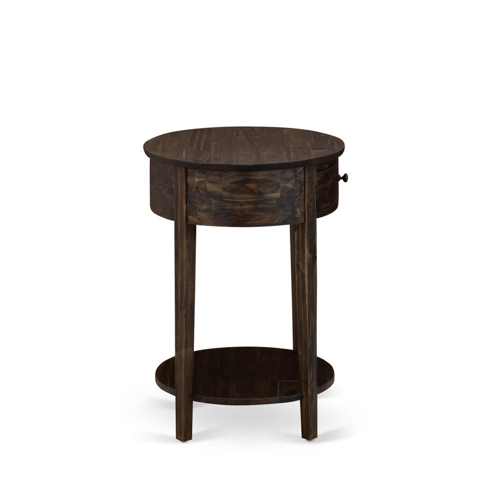 HI-07-ET Small End Table with 1 Wood Drawer, Stable and Sturdy Constructed - Distressed Jacobean Finish