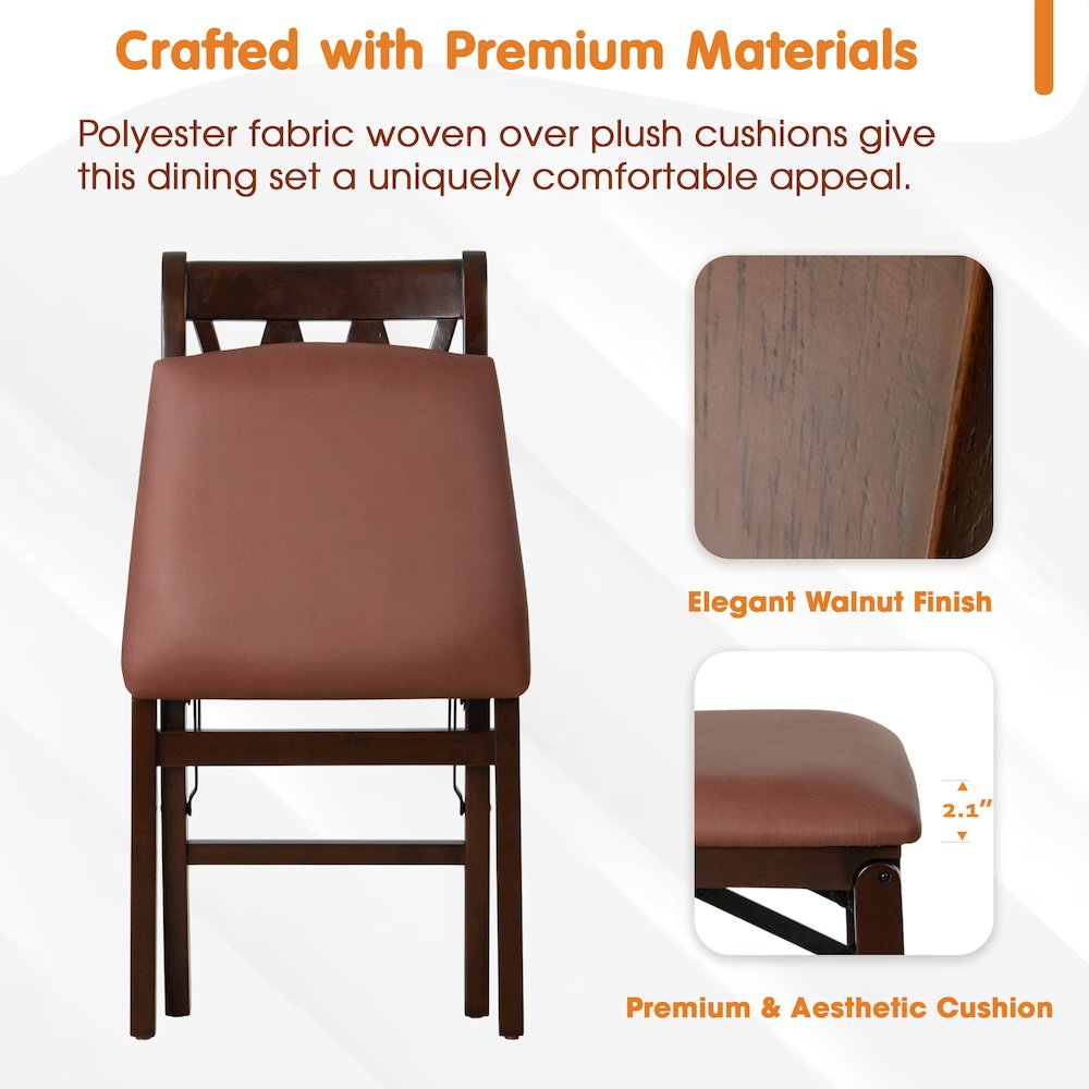 Plano Modern Dining Chairs, PU Leather Seat, 3-X Back, Set of 2, Mahogany Finish