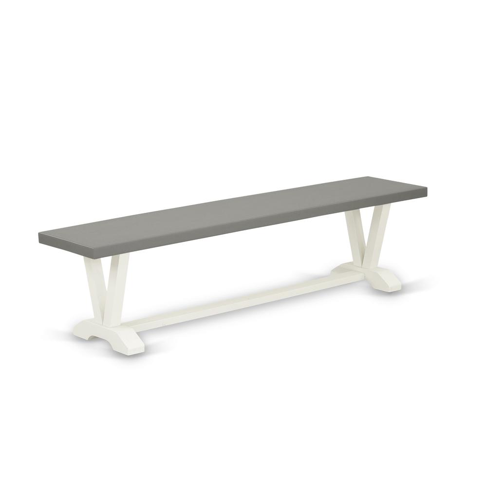 East West Furniture V2-097 3 Piece Kitchen Dining Table Set - 1 Cement Wood Table and 2 Wood Bench - Stable and Durable Construction - Linen White Finish