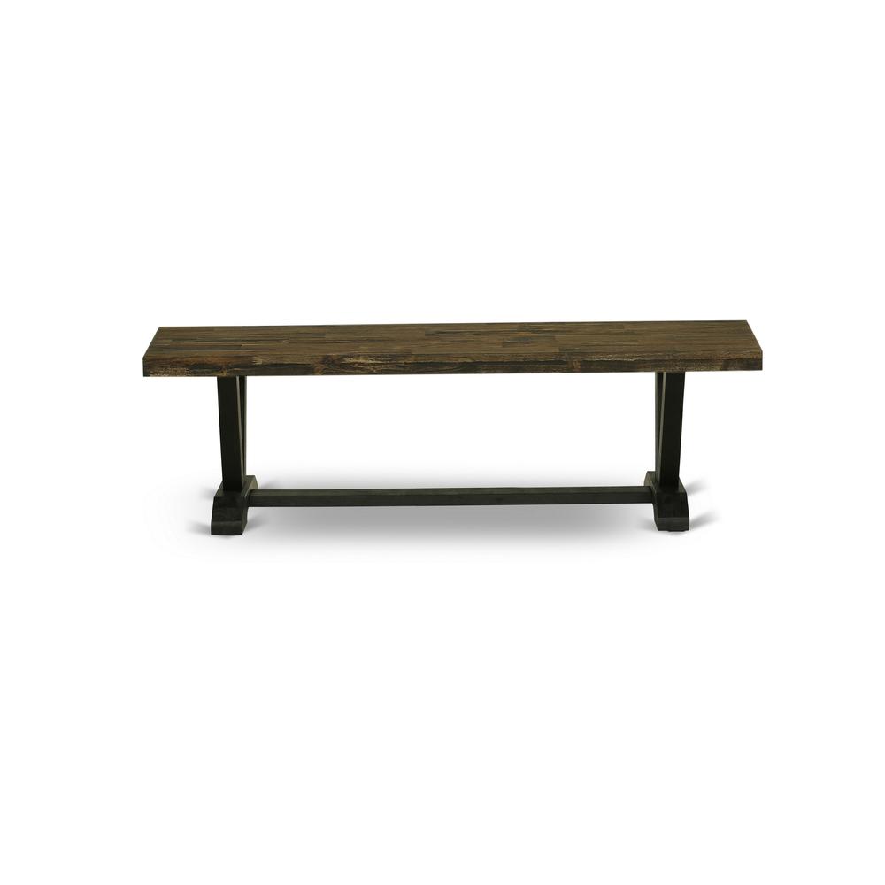 V-Style Modern Dining Table Bench with Wooden Seat