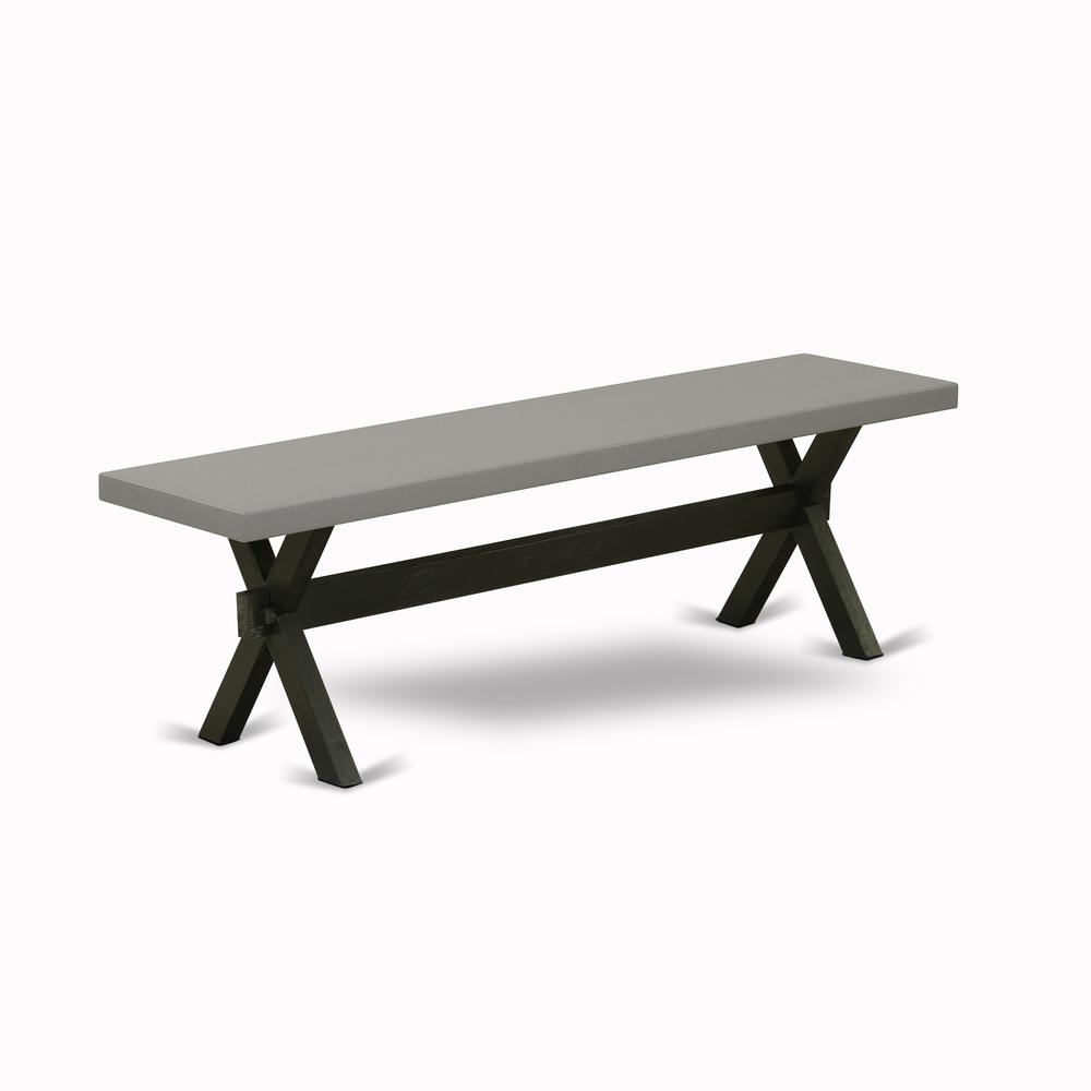 East West Furniture X2-696 3 Piece Dining Set - 1 Cement Dining Room Table and 2 Table Bench - Stable and Durable Construction - Wire Brushed Black Finish