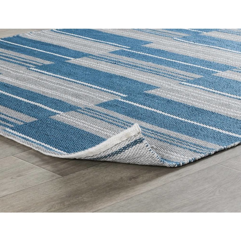 Boulder 2x3 Indoor Outdoor Handwoven Stripe Blue Area Rug by Kosas Home