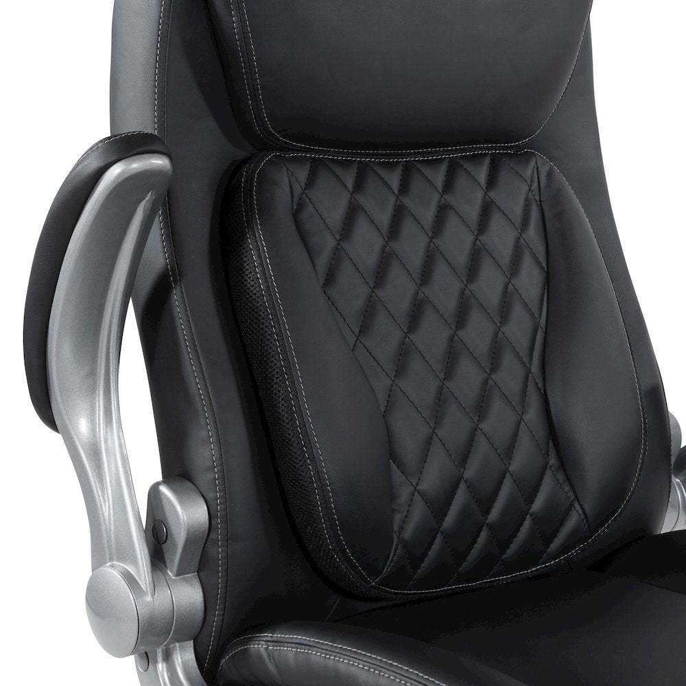 Executive Chair in Black Bonded Leather with Flip Arms