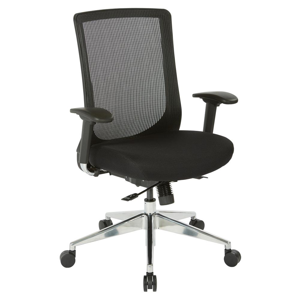 High Back Black Vertical Mesh Chair with Black Fabric Seat, Height Adjustable Arms, Seat Slider, and Angled Chrome Base, 521-3T1P96A8