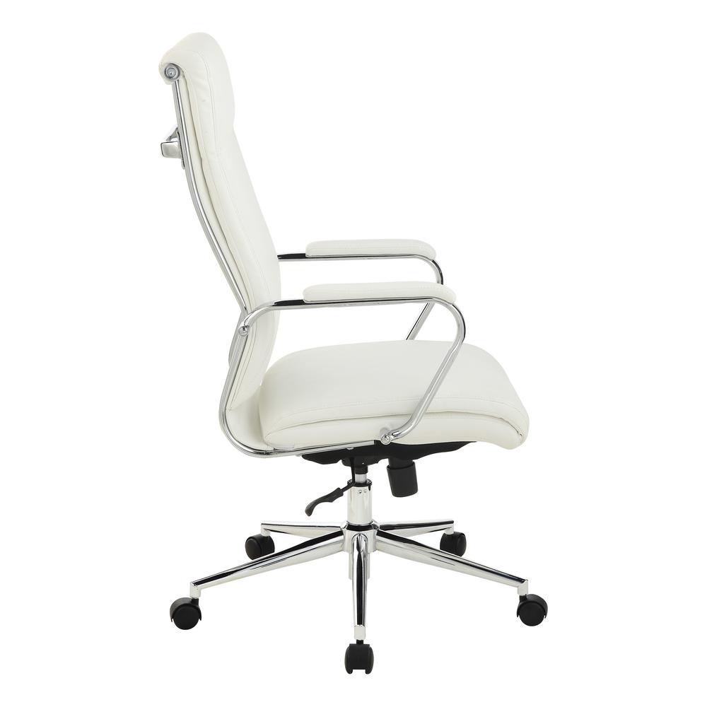 High Back Manager's Chair with Dillon Snow Antimicrobial Fabric and Chrome Base