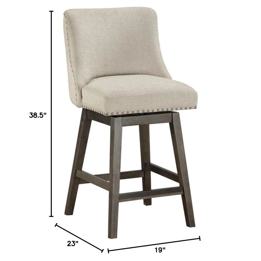 Granville 26" Swivel Counter Stool with Grey Legs in Wheat Fabric