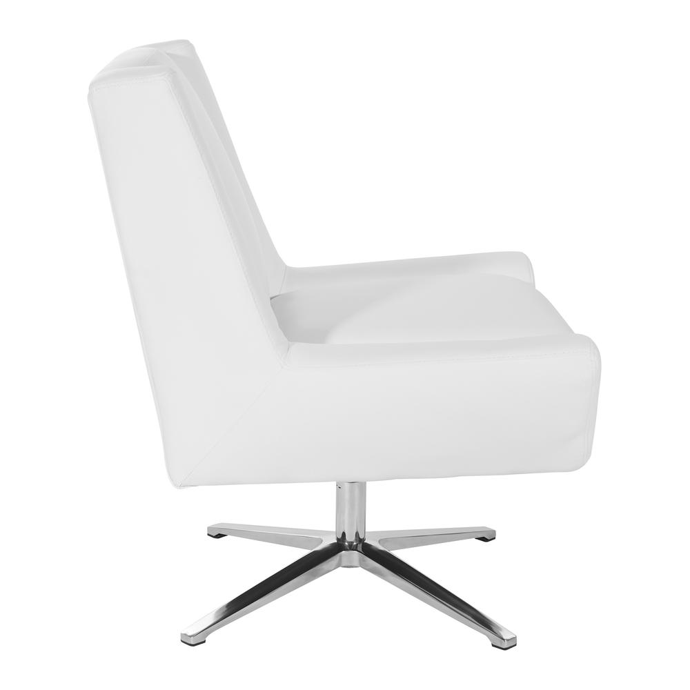Guest Chair in White Faux Leather and Aluminum Base, FLH5969AL-U11