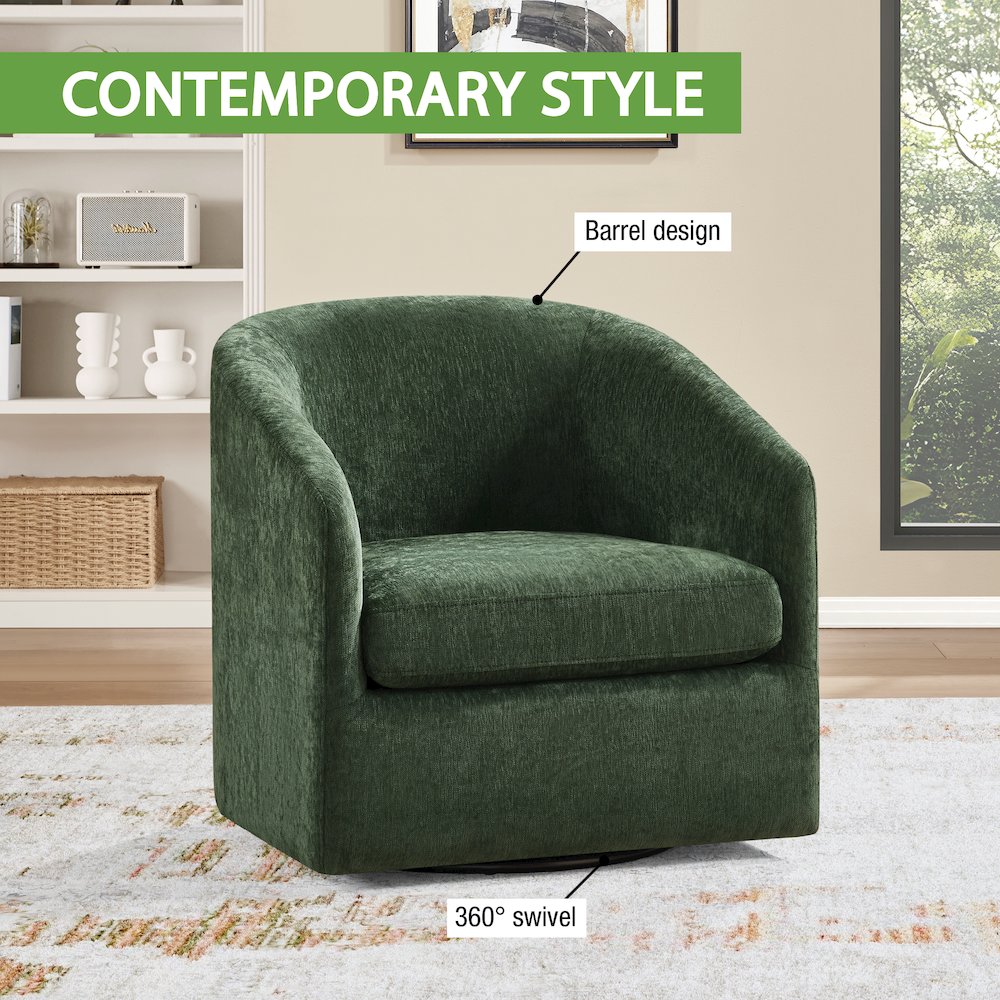 Parker Swivel Tub Chair In Green Fabric
