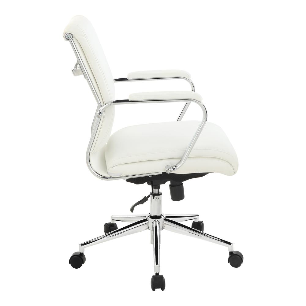 Mid Back Manager's Chair with Dillon Snow Antimicrobial Fabric and Chrome Base
