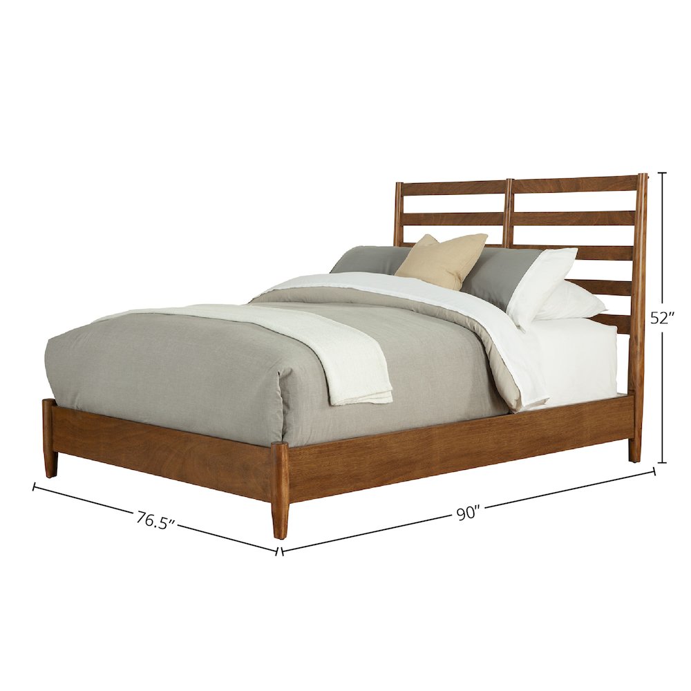 Flynn Retro California King Bed w/Slat Back Headboard, Acorn