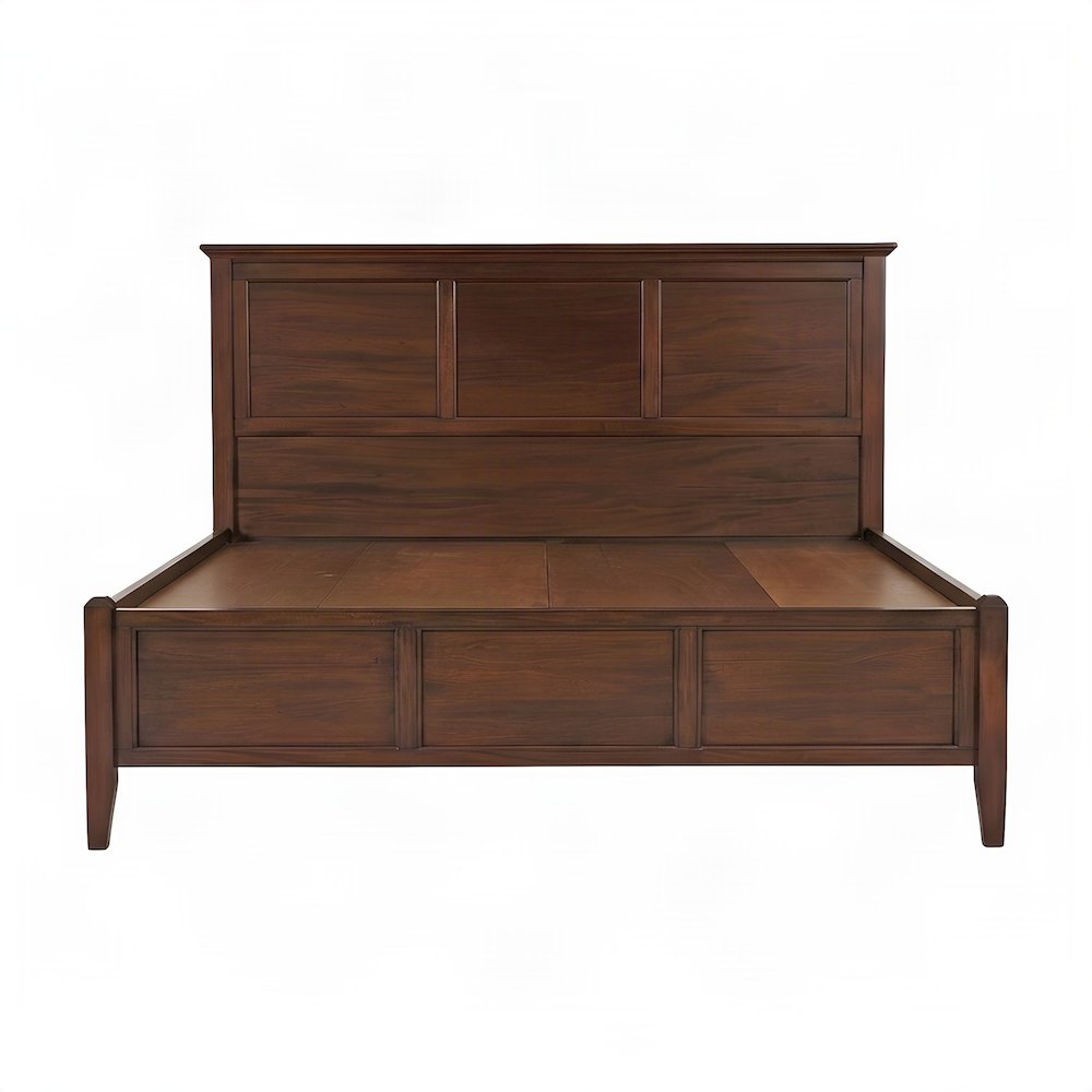 Solid Mahogany Queen Storage Bed Frame with Headboard, Cherry Brown