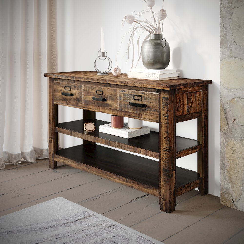 Cannon Valley Distressed Industrial 50" Sofa Table