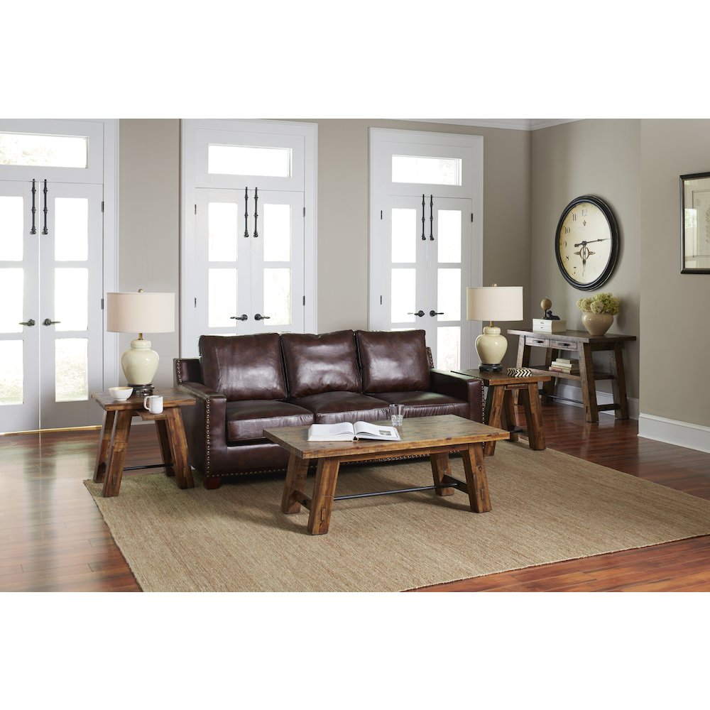 Cannon Valley Distressed Industrial Trestle 50" Sofa Table
