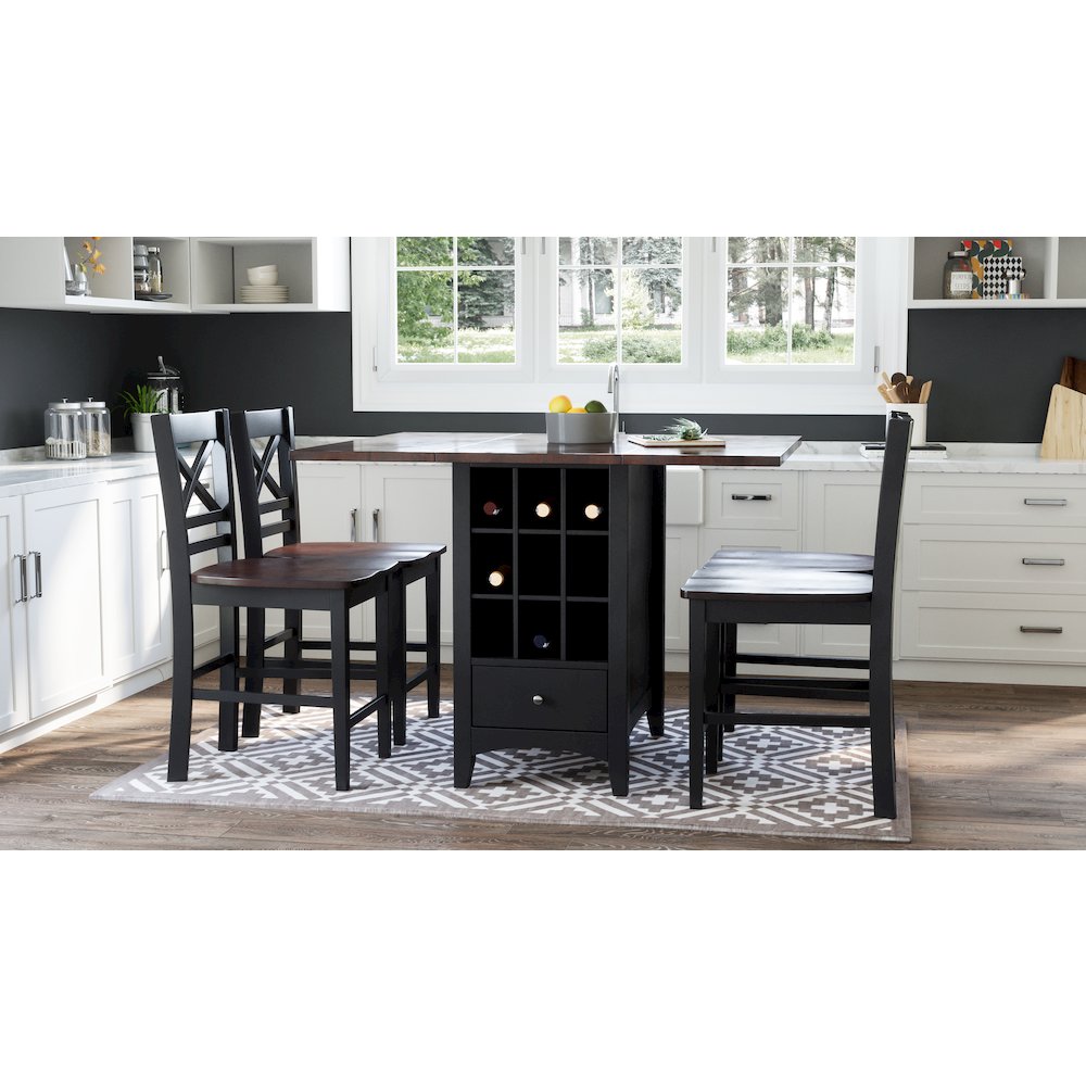 Asbury Park Solid Acacia Farmhouse X Back Stool (Set of 2)